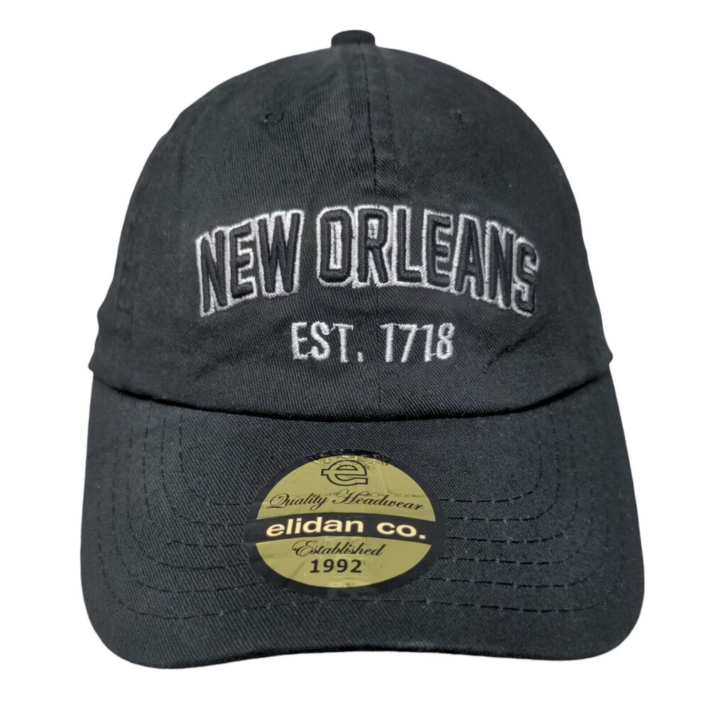 New Orleans Slideback Hat Black One Size Embroidered Elidan 6 Panel